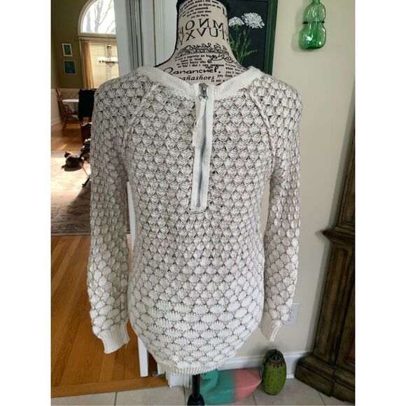 Anthropologie Moth Cream And Beige Honeycomb Knit  Sweater - Picture 2 of 8